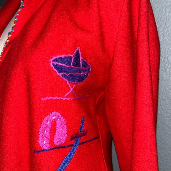 40'S VINTAGE KEYSTONE EXPORT WOOL MEXICAN EMBROIDERED TOURIST SOUVENIR JACKET - Picture 4 of 10